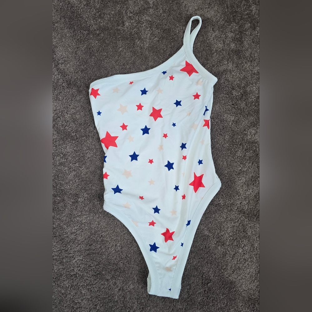 Aerie White with red& blue stars Ribbed Swim